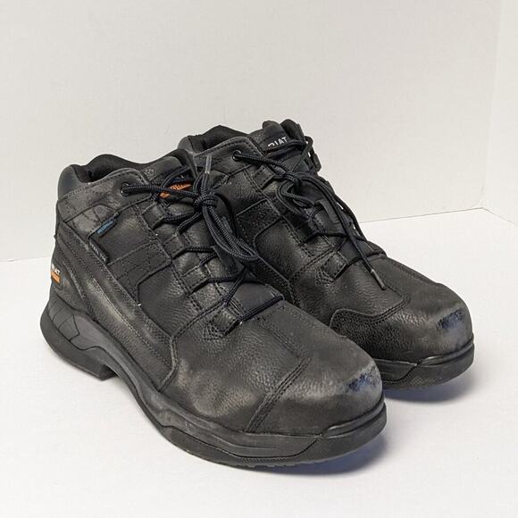 Ariat Contender H2O Steel Toe Work Boots Black Leather Men's 11 Wide
